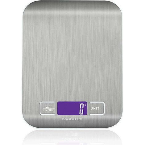 Bilancia da cucina elettronica di alta precisione Crezuo 5000g/1g con display LCD retroilluminato, 6 unità di misura e funzione tara, in acciaio inossidabile, digitale intelligente, bilancia multifunz