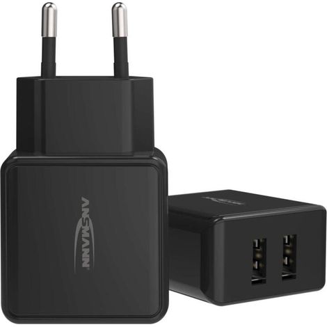 ANSMANN Caricatore USB a 2 Porte da 12 W, con controllo intelligente di ricarica per Smartphone, Tablet, GoPro, e-Book, ECC. (1/4)