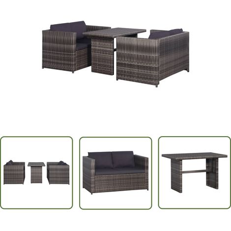 Furniture Limited - Ensemble de bistro 3 pcs avec coussins gris r (1/5)