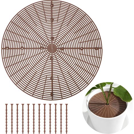 Grille Protection Plante Chat, Cache Pot de Fleurs Découpable 52 cm avec 12 Piquets, Protection de Sol pour Pots de Fleurs, Chats, Animaux Domestiques et Plantes d’Intérieur (1/5)