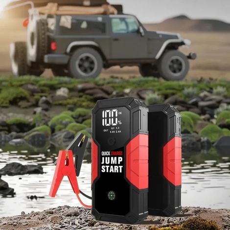 FLITI 600A 12V External Battery Car Jump Starter with Flashlight for 8.0L Petrol and 7.0L Diesel Engines (1/5)