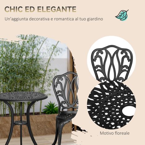 Ensemble de jardin 3 éléments : 2 fauteuils d'extérieur + table en verre avec orifice pour parasol, aluminium, teinte noire (1/5)
