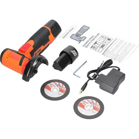 MINI MEULEUSE D'ANGLE 12V SANS FIL, 19500TR/MIN, ORANGE, 2 BATTERIES, COUPE CARRELAGE BOIS ACIER (1/5)