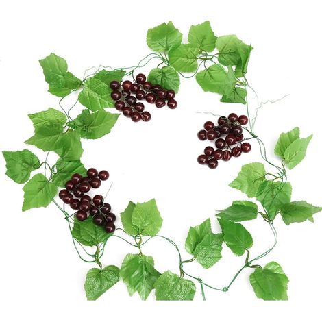 Raisin Artificiel en Plastique,Raisin en Plastique Ornaments,Simulé Raisin 2PC Grappe de Raisin en Plastique 2.4 Mètres avec 3 Brochettes De Raisin pour Jardin Fête Mariage Decor Fotografie (1/5)