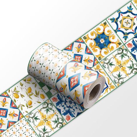 Frise Murale YX185 10cm X 240cm Adhesive Autocollante Papier Peint pour Décoration Intérieure Facile à Poser
