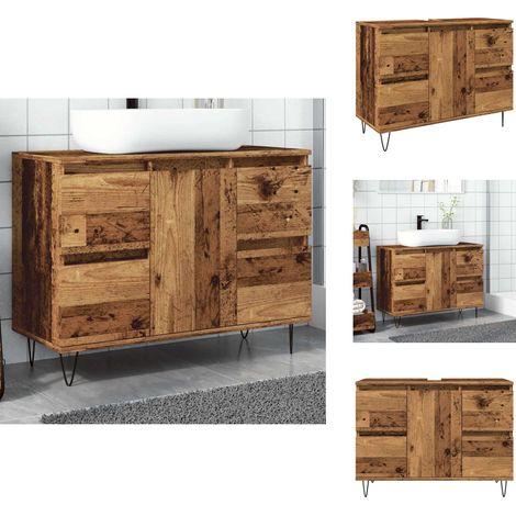Badschrank Altholz-Optik 80x33x60 cm Holzwerkstoff - Badschrank - Badschränke - Badezimmerschrank - Schrank (1/5)