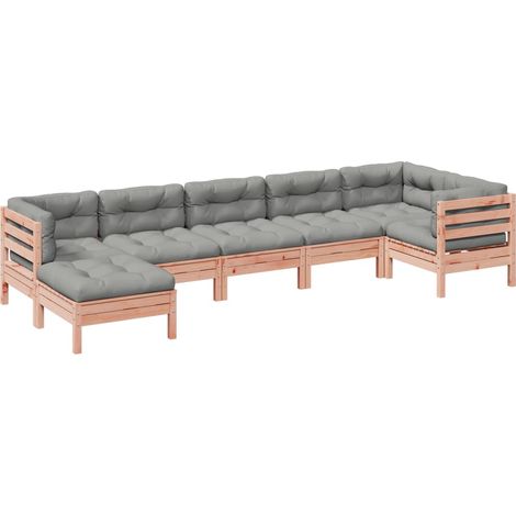 vidaXL Set Divani Giardino 7 pz Cuscini Legno Massello Abete Douglas (1/5)