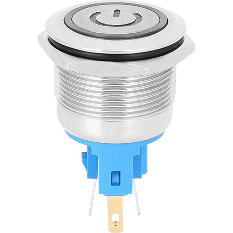 2 Boutons Poussoirs de Réinitialisation DC3-6V 22mm 6 Broches, Interrupteur à Poussoir en Acier Inoxydable avec Signe Blanc (1/5)