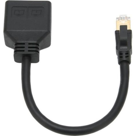 Adaptateur Ethernet RJ45 - - Câble Internet CAT7 - 1 à 2 ports - Noyau plaqué or - ABS (1/4)