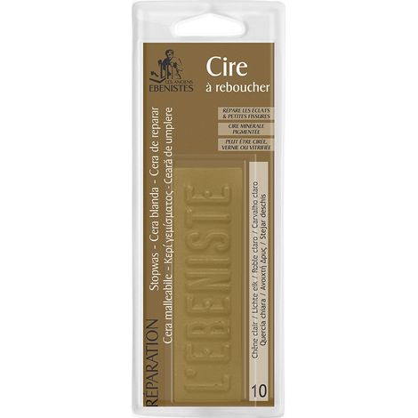 Les Anciens Ebenistes – Cire à reboucher chêne clair – Cire minérale pigmentée pour meubles et parquets – Application facile à la chaleur – 40g sous blister (1/3)