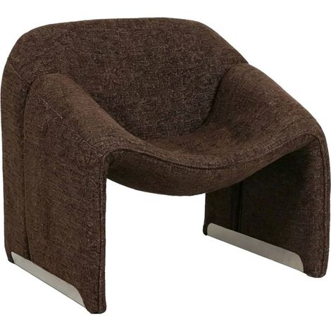 Fauteuil confort en tissu marron Théa