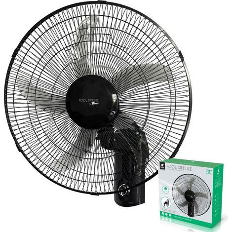 Ventilador de Pared Negro 18" 60W Ventilador Mural 45,7 cm 3 Velocidades 5 Aspas Oscilación 90° (1/5)