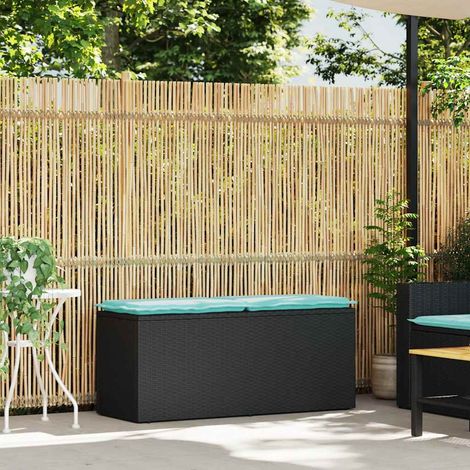 vidaXL Panca da Giardino con Cuscino Nera 110x40x44 cm in Polyrattan (1/5)
