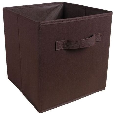 Brown Fabric Foldable Storage Box 25cm Wide x 25cm Long x 25cm High, Without Lid, Drawer Type, 1 Piece (1/5)