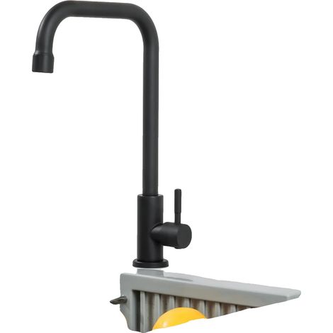 Grifo de cocina, acero inoxidable, giratorio 360°, negro, G3/8 (1/5)