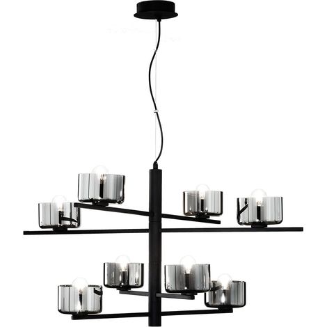 Suspension design en verre soufflé moderne Figaro 8 - Noir (1/2)