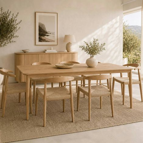 Table à manger moderne en chêne clair 220 cm LOREN (1/5)