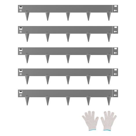Rasenkante 5er-Pack, Beeteinfassung 990x156 mm, Metall-Beetumrandung, biegbare Garteneinfassung, robuste Gartenpalisade, einfach zu installieren, Blumenbeet-Gartenweg-Teiler, dunkelgrau (1/5)