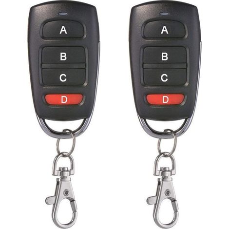2 Pack Universal Garage Door Cloning Key Fob Remote Control 433MHz 4 Button Cloner for Garage Door Electric Gate etc