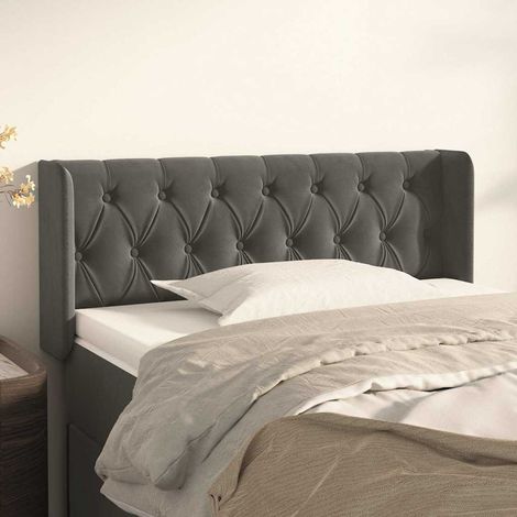 Tête de lit avec oreilles Gris foncé 103x16x78/88 cm Velours (1/5)