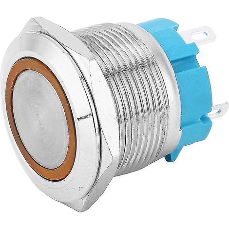 4-poliger selbstverriegelnder Drucktaster mit Leuchtring, 22 mm, Schutzart IP65, wasserdicht, für Boots- oder Autotuning, 2 Stück, gelb, 12–24 V DC (1/5)