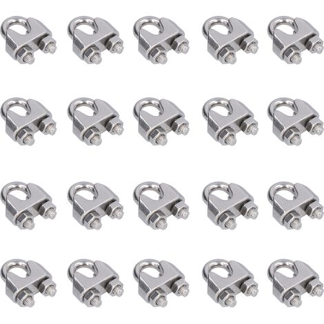 20 Pièces de Colliers de Câble en Acier Inoxydable, Fixations pour Câble de Gréement, Serre-Câble M3 (3mm) (1/5)
