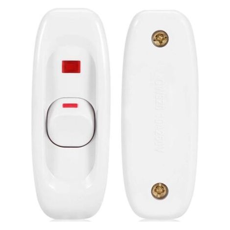 PA Kompakter Lampenschalter aus weißem Kunststoff, integrierter Schnurschalter, Lampenschalter, AC 250 V, 10 A, Wippschalter, Kabelschalter, einpolige Anzeigeleuchte (1/5)