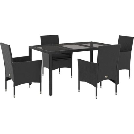 Maison Exclusive - 5-tlg. Garten-Essgruppe mit Kissen Schwarz Pol