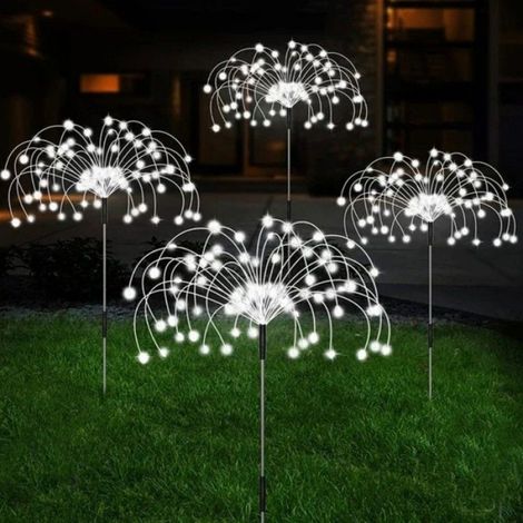 Lumières de feu d'artifice solaires extérieures,IP65,8 modes d'éclairage,guirxiété lumineuse,décoration de jardin-90L 2PCS-Blanc (1/4)