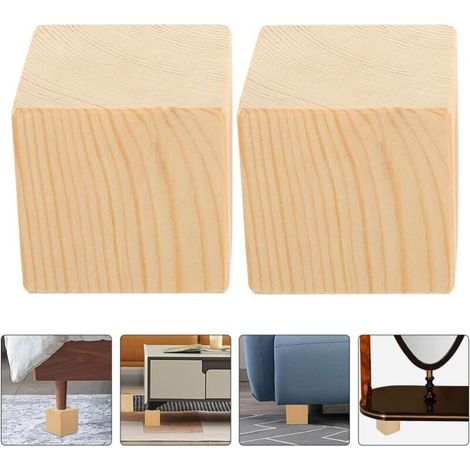 Set di 4 rialzi in legno Bardusch, portata 997,9 kg, blocchi di sollevamento resistenti per letto, divano, scrivania, tavolo, sedia. (1/4)