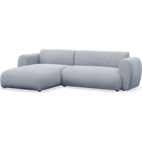 Selsey Emia – L-Form Ecksofa mit Schlaffunktion, Chenille-Stoff, links ausgerichtet, Hellblau
