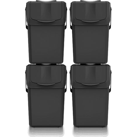 Lot de 4 poubelles KEDEN SORTIBOX recycler, noir, 100L