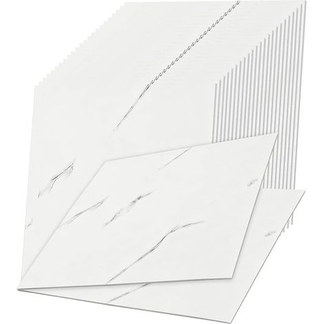 carreaux adhésifs en marbre pour cuisine, 30 x 30 cm, carreaux autocollants blancs, imperméables, panneaux muraux autocollants pour salon, chambre à coucher, salle de bain (1/3)