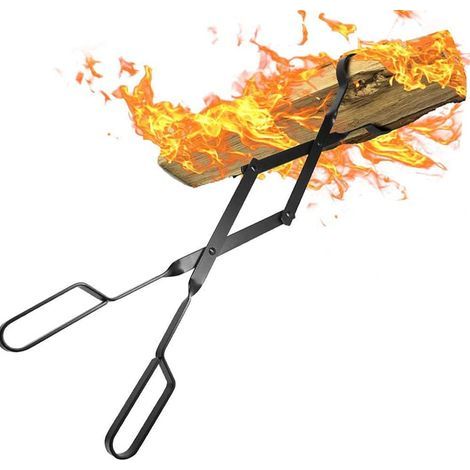 Pince à bois cheminée 66cm avec poignées À toute épreuve Pinces à feu pour Intérieur Poêle à bois Fer forgé Pinces À Bois De plein air Pince à bûches de bois pour Feu de camp Foyer Outils (1/5)