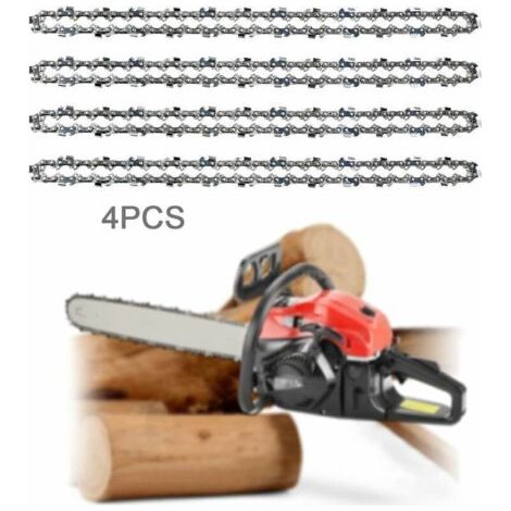 Un jeu de 4 chaînes de tronçonneuse, 52 maillons, pas de 3/8 pouce, spécification LP, 050, 1,3 mm, faible rebond, convient aux plaques de guidage de 14 pouces (35 cm). (1/3)