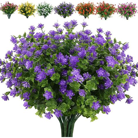 8 Bündel Kunstblumen für Draußen Herbstblumen Künstlich Balkonpflanzen, Kunstblumen Outdoor Wetterfest, Kunstpflanzen UV-beständige Balkonpflanzen Plastikblumen Balkon Balkonkasten Garten Innen,C