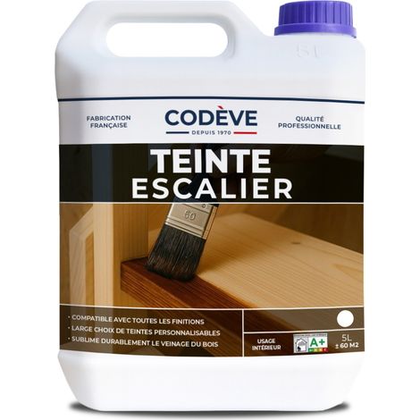Teinte Escalier Bois - 5 L - Codeve Bois - Chêne - Pour La Teinture De Votre Escalier En Bois Résineux, Feuillu Ou Exotique.