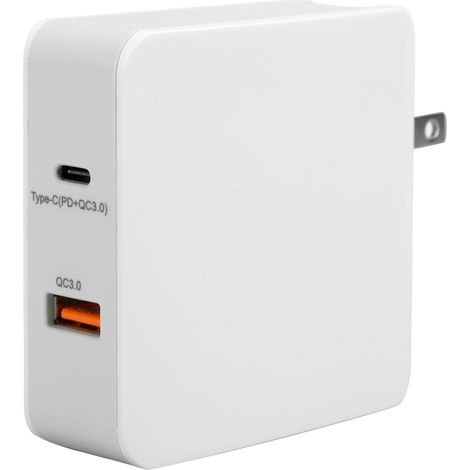 Chargeur mural 63W Type-C PD QC3.0 100-240V fiche US, adaptateur léger ABS PC pour téléphone portable et ordinateur portable. (1/5)