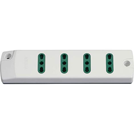 VIMAR FP00404.B Presa mobile multipla 2P+T 16 A 250 V, con 4 uscite Bpresa SICURY standard italiano tipo P17/11, fornita senza cavo, bianco