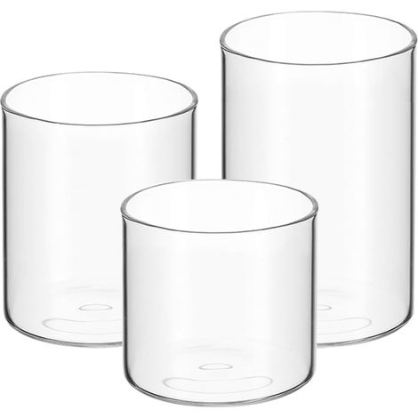 de 3 Photophores en Verre Transparent Cylindrique Porte (1/5)