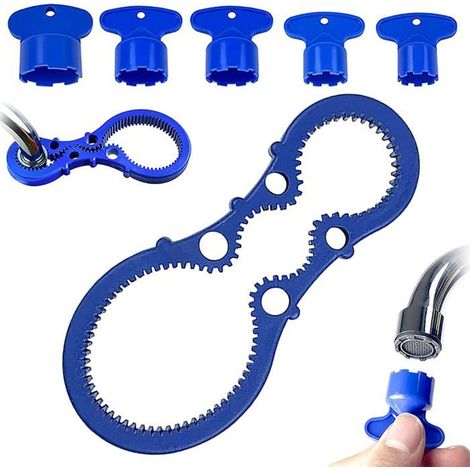 Outils De Clé Aérateur Robinet 6 Pièces Mousseur Pour Robinet Clé D'aérateur De Robinet Aérateur De Cache Clé(bleu:abs) (1/5)