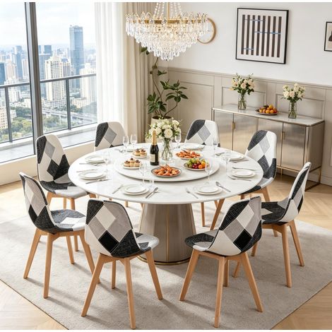 Juego de 8 sillas de comedor patchwork 46 x 40 x 85 cm de tela, madera y metal (1/5)