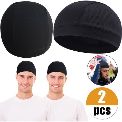 Ensemble de 2 couvre-chefs respirants et rafraîchissants, bonnet de course doublé, bonnet rafraîchissant, bonnet tricoté respirant, unisexe, couvre-chef pour casque de vélo, respirant et à séchage rap
