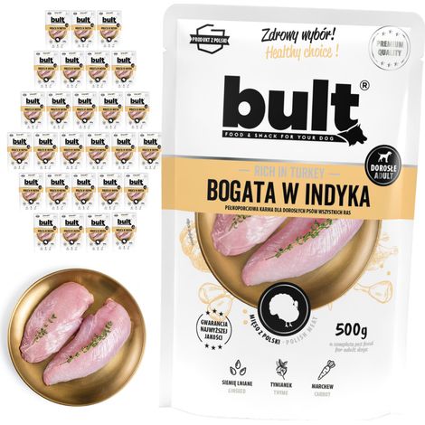 Cibo umido per cani BULT, gusto tacchino, confezione da 30 bustine da 500 g (1/2)