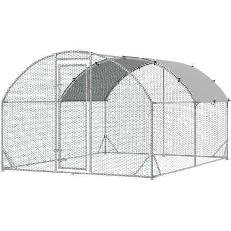 PawHut Recinto per Galline con Copertura Anti UV in Metallo, 280x380x197 cm