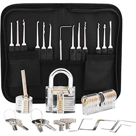 Kit d'outils multifonctionnels pour la réparation de serrures, kit de crochetage professionnel (noir)