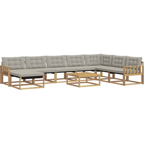 Conjunto de sofás de exterior 9 pcs Blanco y Gris Claro vidaXL (1/5)