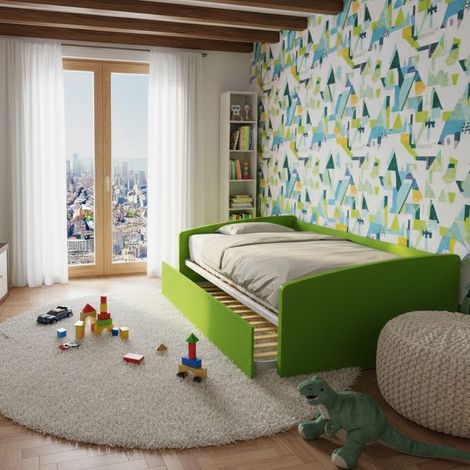 Divano letto 1 piazza e mezza con secondo letto estraibile - Ideale per camerette - Verde mela