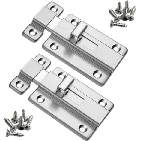 Chiavistello di sicurezza per porta in acciaio inox da 4 pollici, composto da 2 pezzi e viti. (1/4)