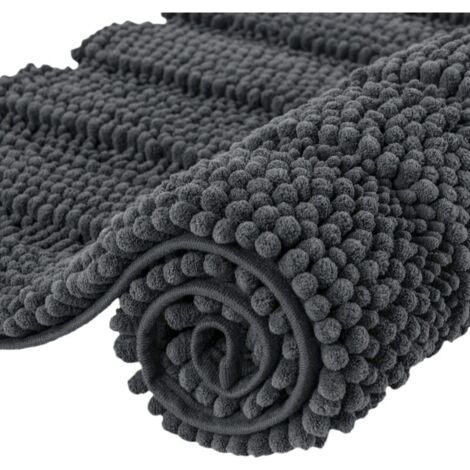 40×60cm, Gris Tapis de Bain Extra Absorbant Tapis pour Sortie de Douche en Microfibre Chenille Lavable en Machine (1/5)